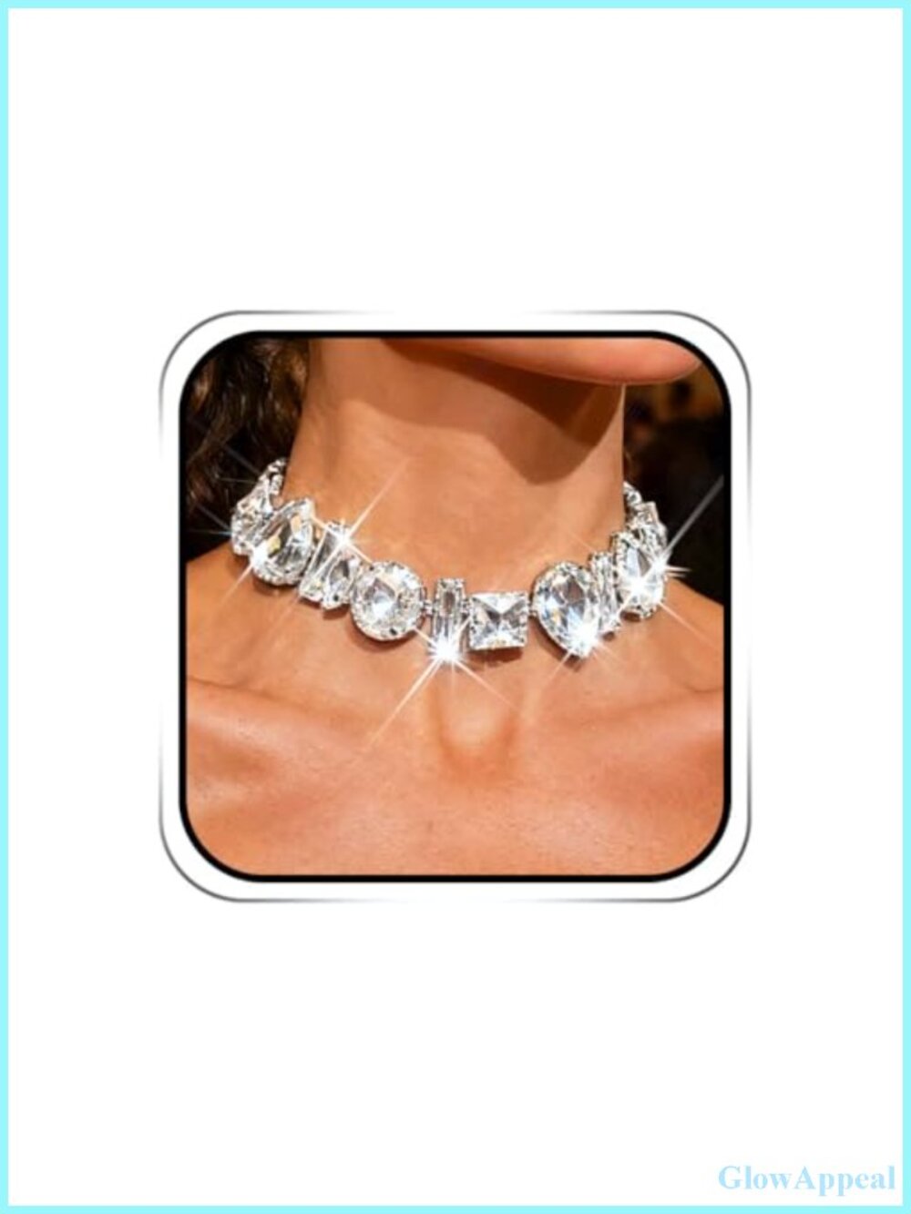 Rhinestone Choker Necklace Silver Crystal Jewelry for Women